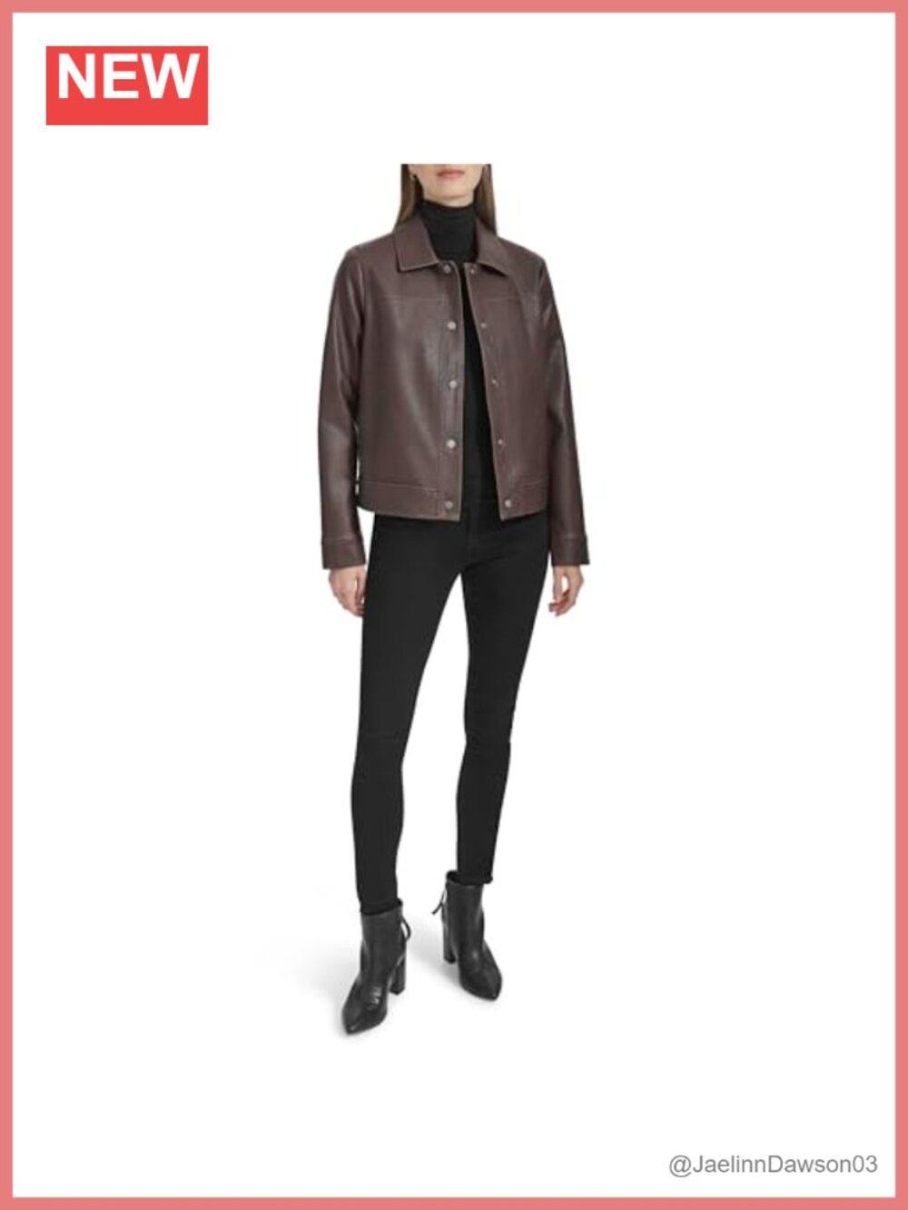 Faux Leather Trucker Jacket Button Front Pockets Aviator Fall Layer